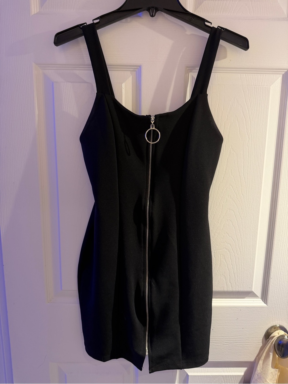 Fashion Nova Black Zip-Front Mini Dress